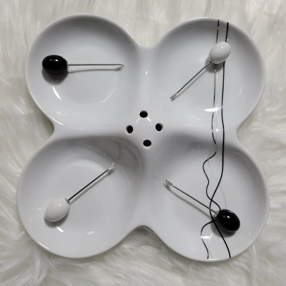 Black & White Olive Serving Dish
